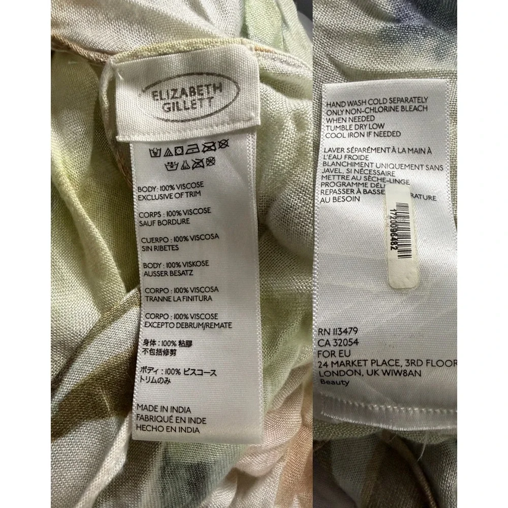 Elizabeth Gillett Floral Kimono Wrap Poncho Crochet Lace Inset Viscose One Size